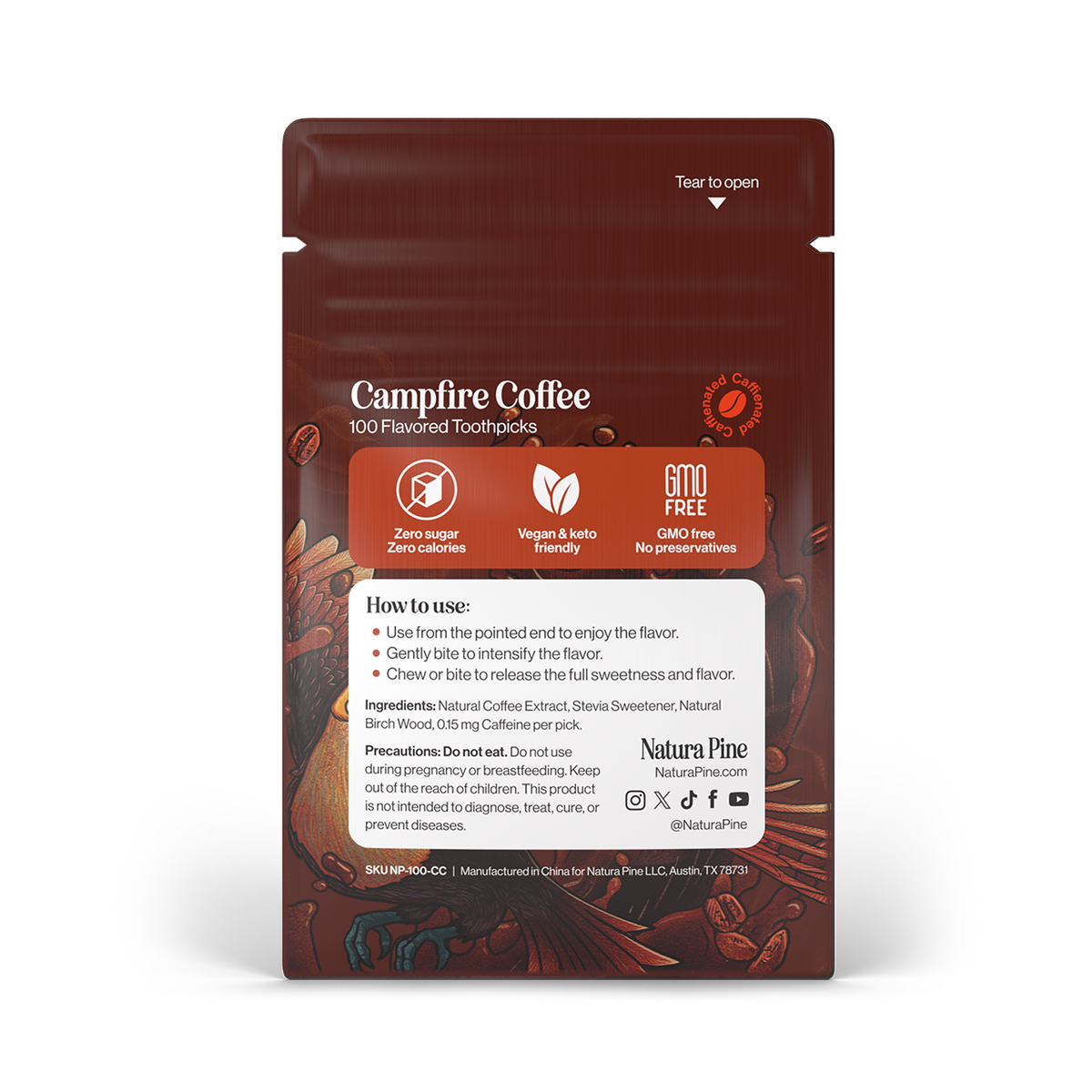Cure-dents parfum café Campfire Sachet de 100 unités