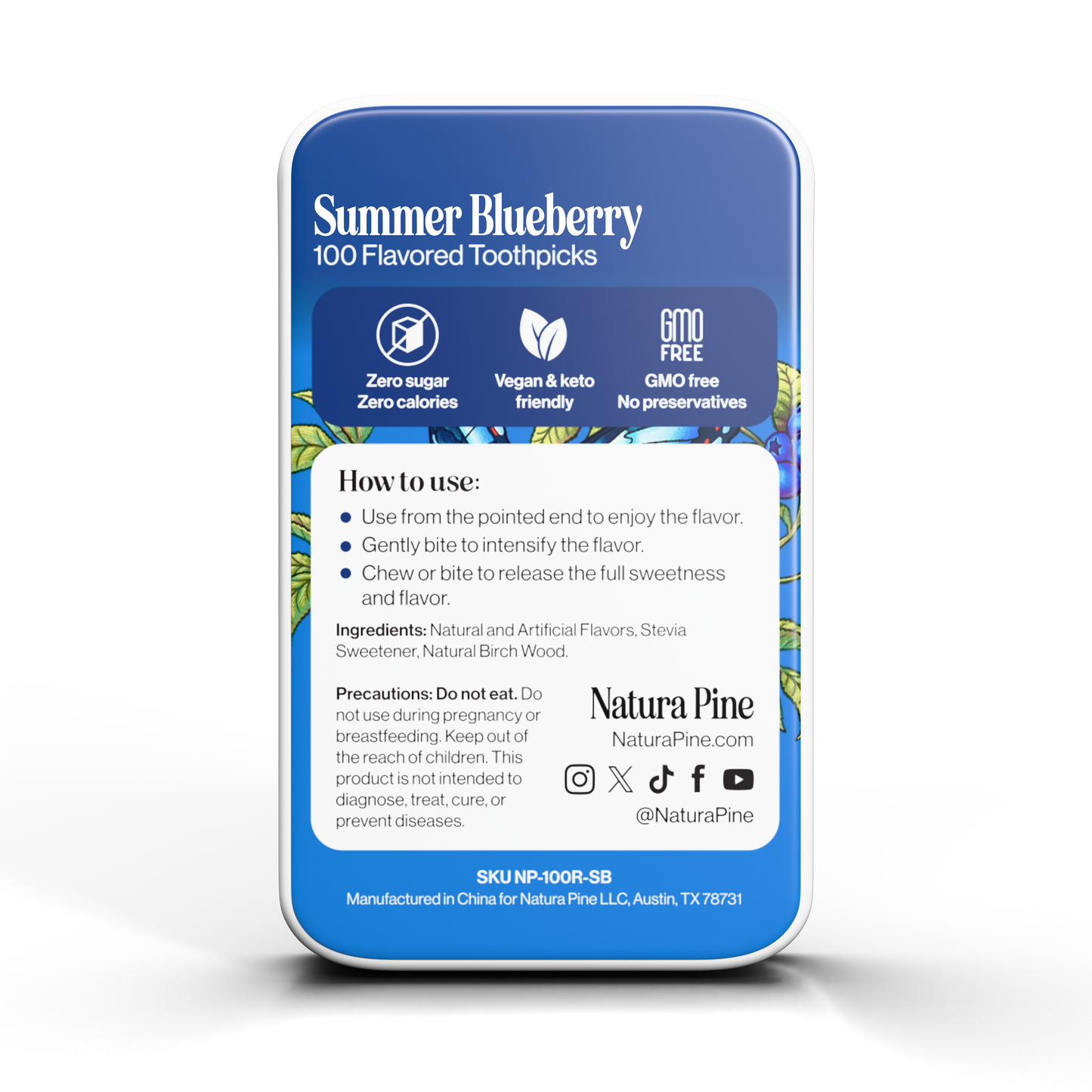 Summer Blueberry Flavored Toothpicks Tin