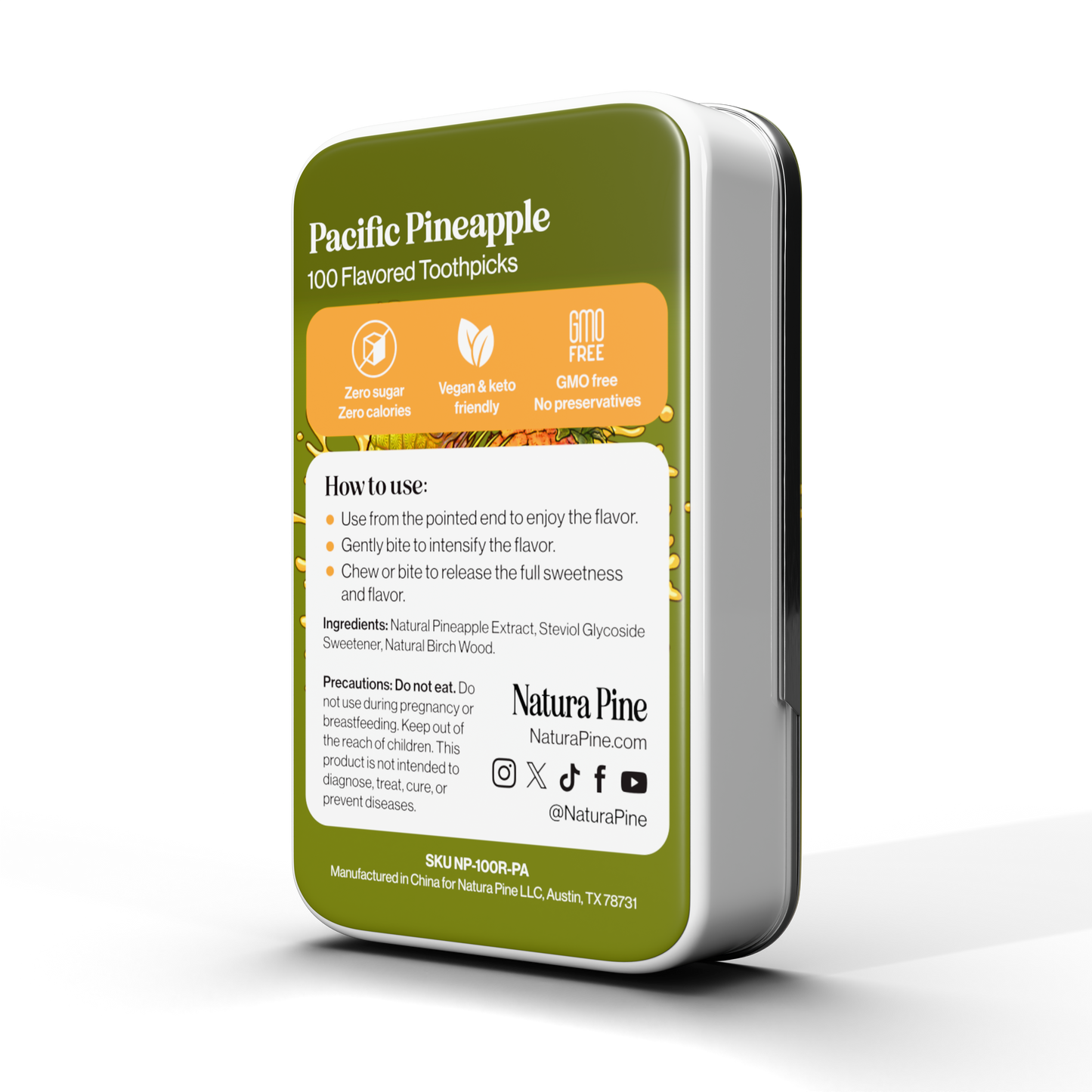 Pacific Pineapple Flavored Toothpicks Tin