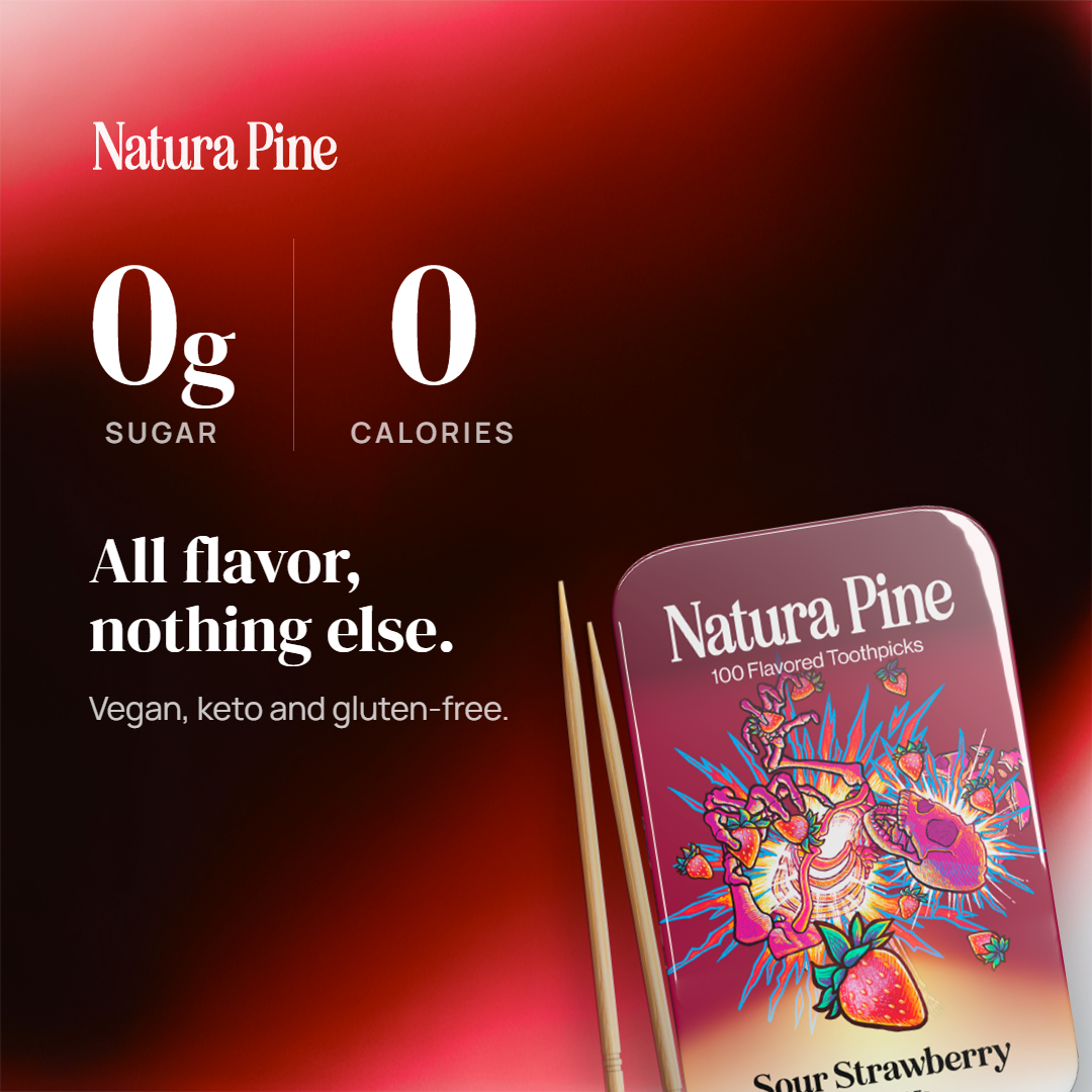 Sour Strawberry Flavored Toothpick Tube