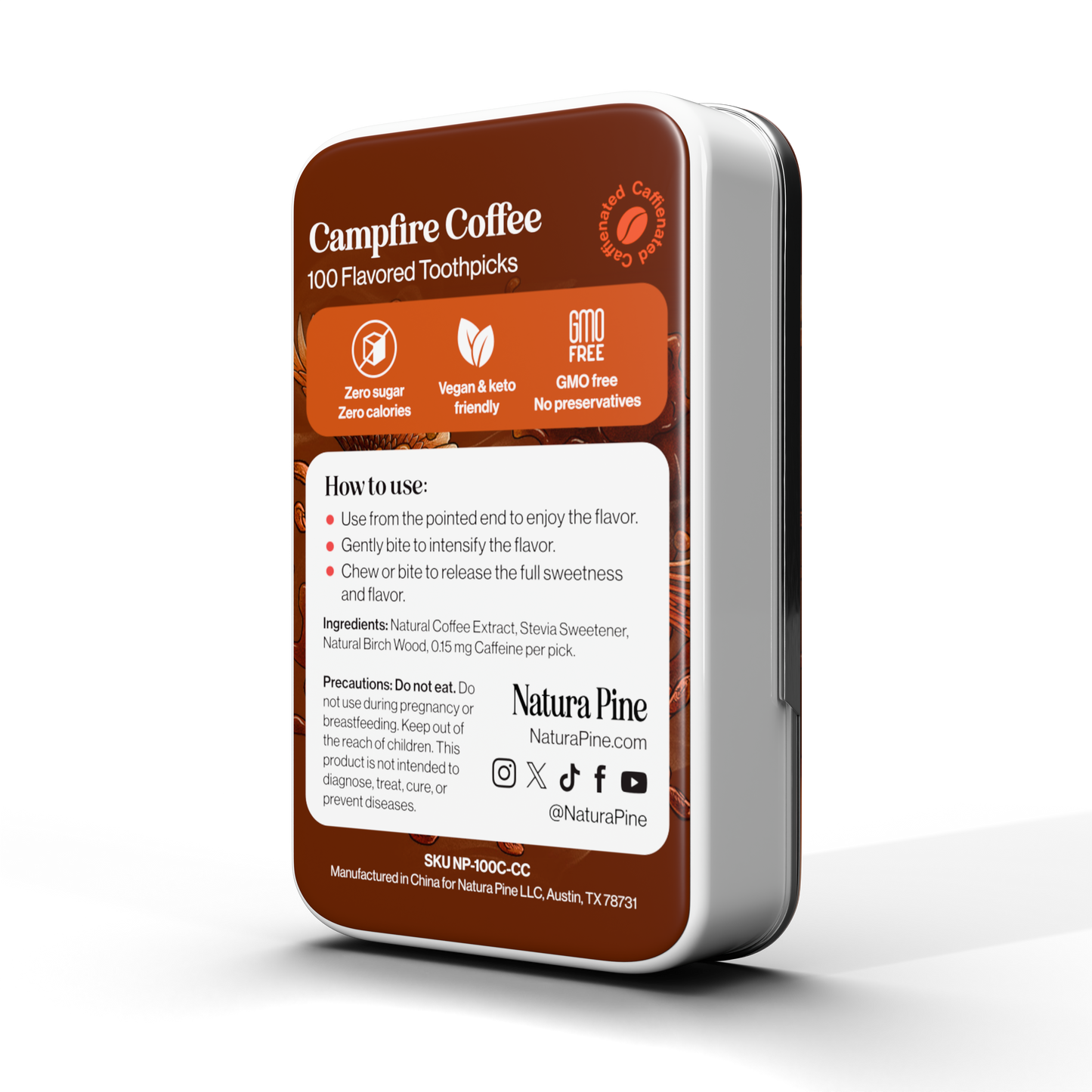Campfire Coffee Flavored Toothpicks 100 Count Tin