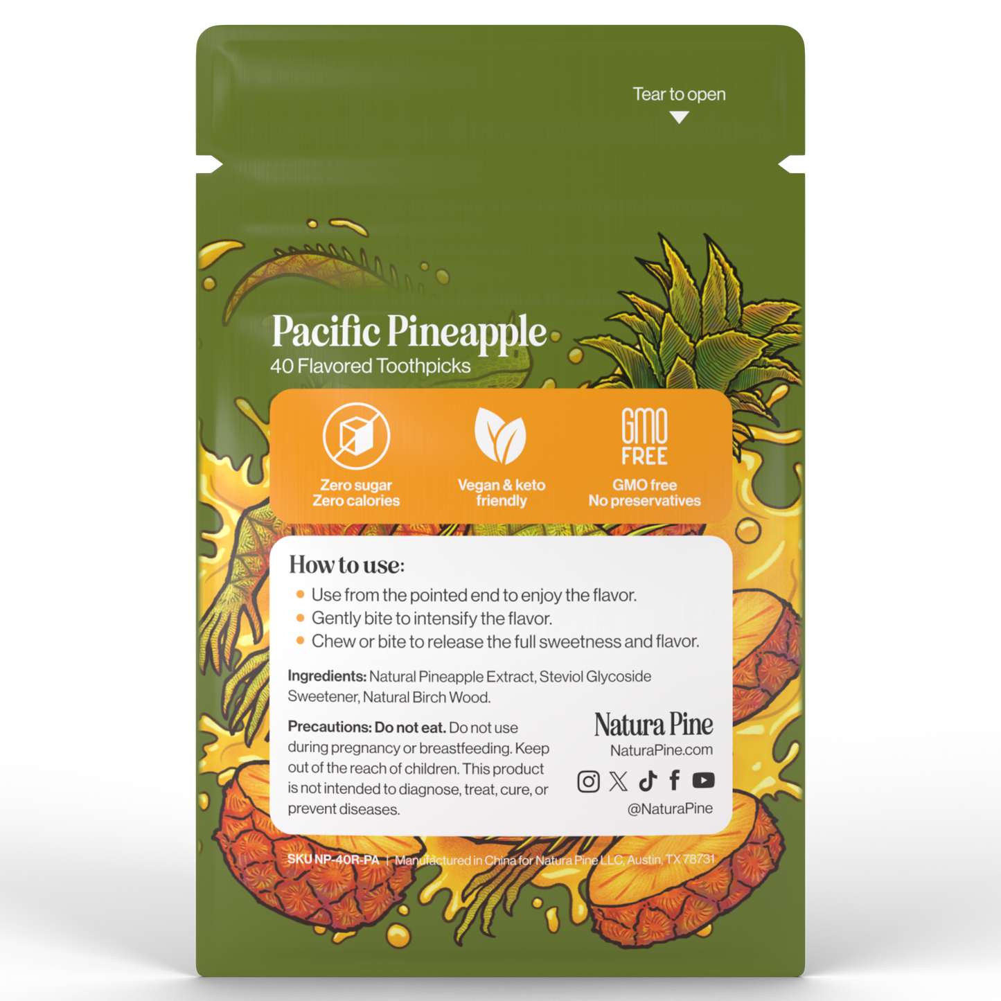 Pacific Pineapple Flavored Toothpicks Pouch