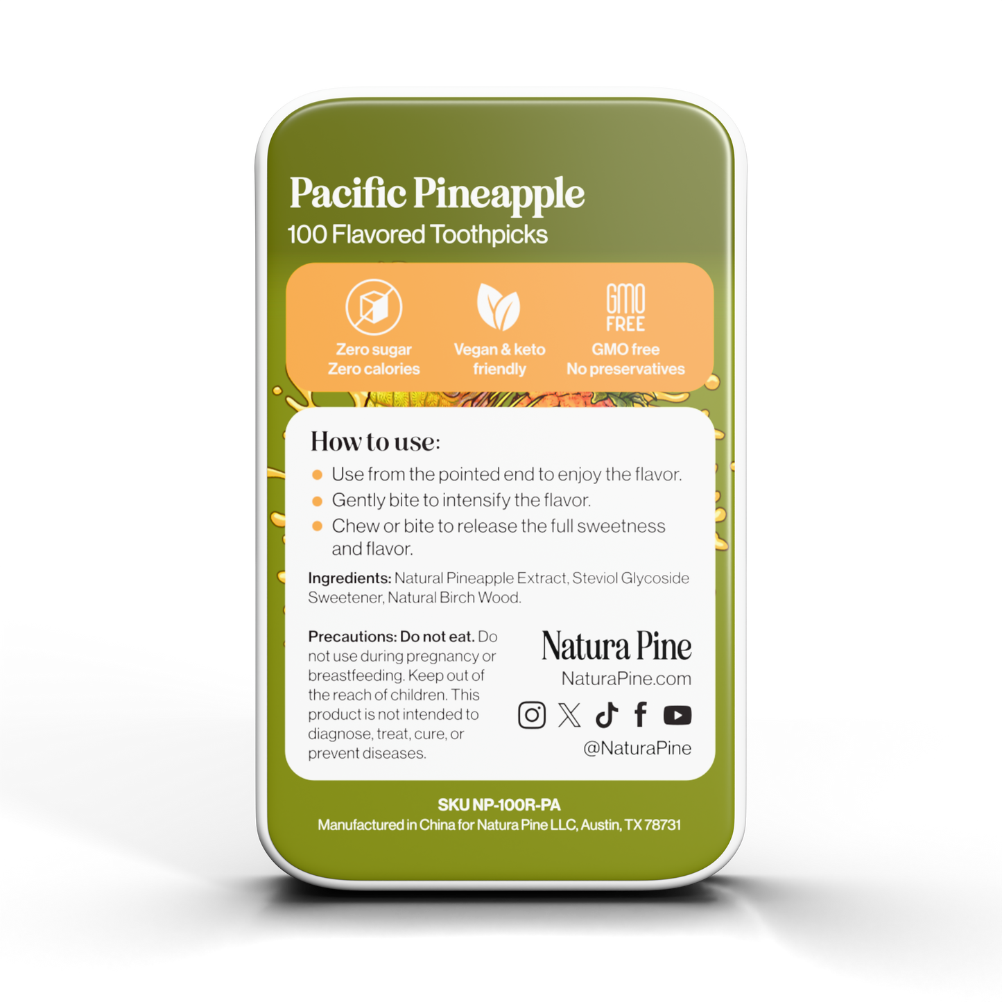 Pacific Pineapple Flavored Toothpicks Tin