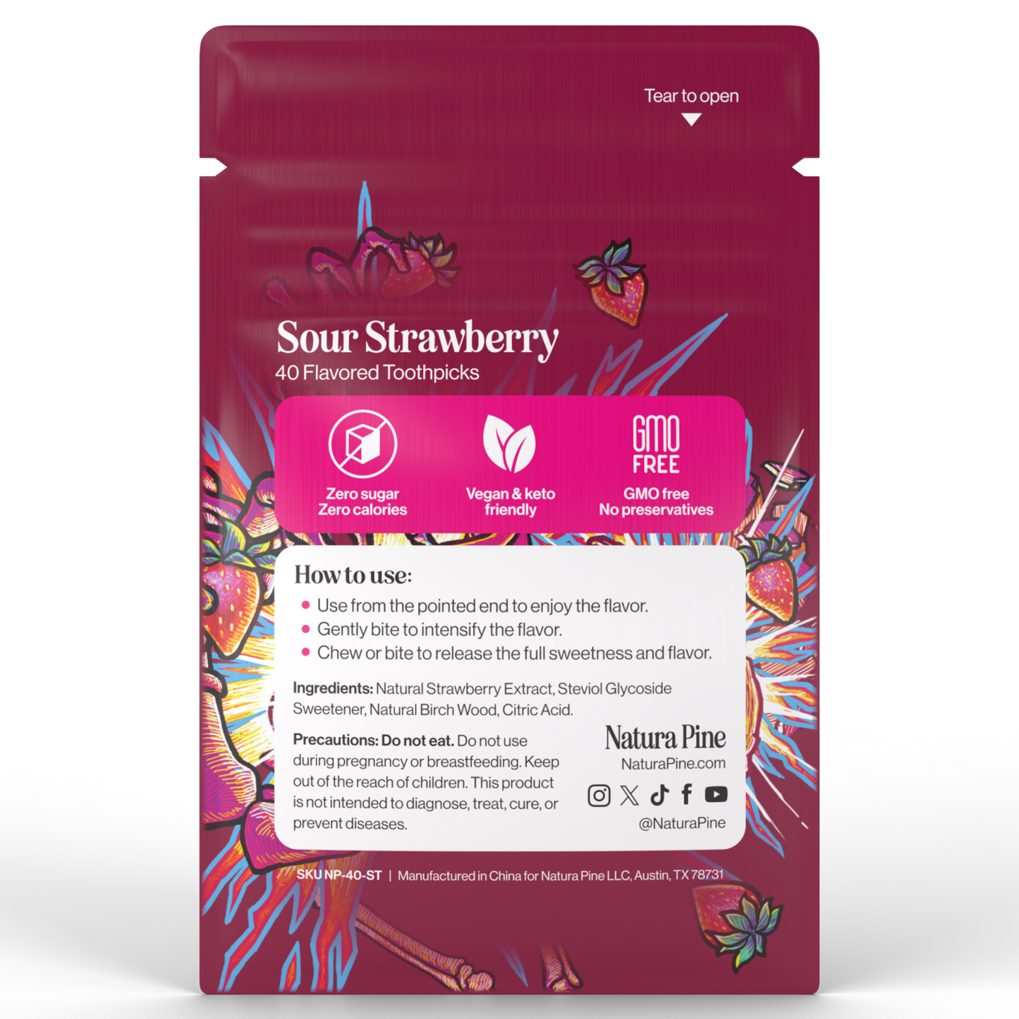 Sour Strawberry Flavored Toothpick Pouch