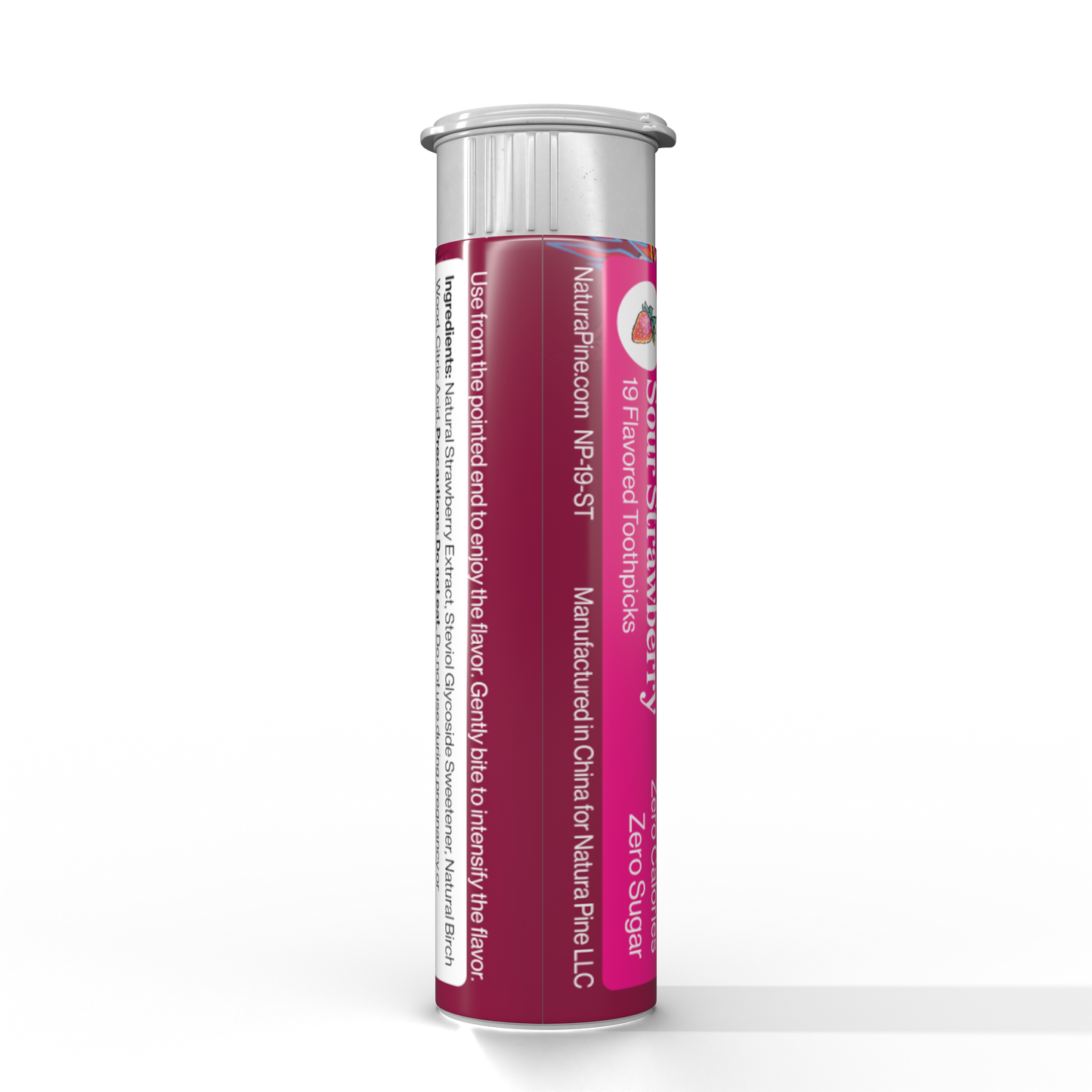 Sour Strawberry Flavored Toothpick Tube