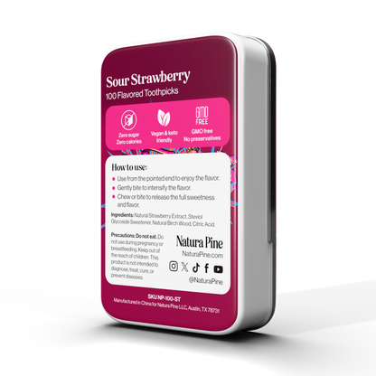 Sour Strawberry Flavored Toothpick Tin