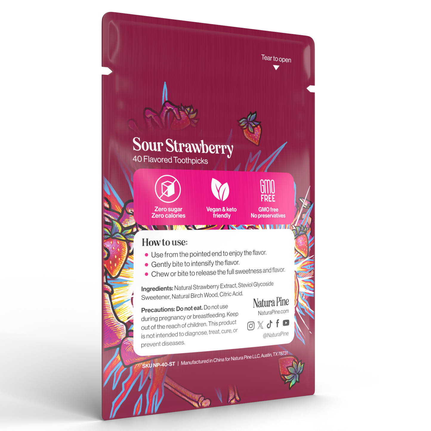 Sour Strawberry Flavored Toothpick Pouch