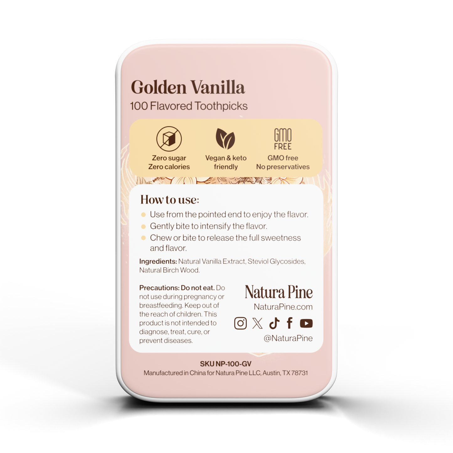 Golden Vanilla Flavored Toothpicks Tin