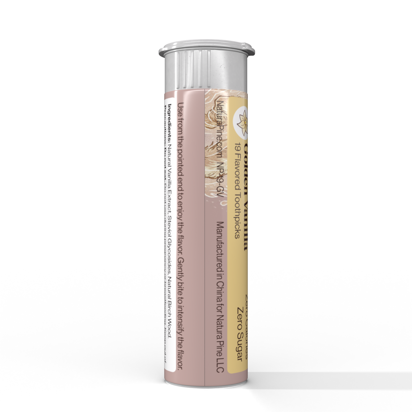 Golden Vanilla Flavored Toothpicks Tube