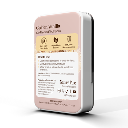 Golden Vanilla Flavored Toothpicks Tin