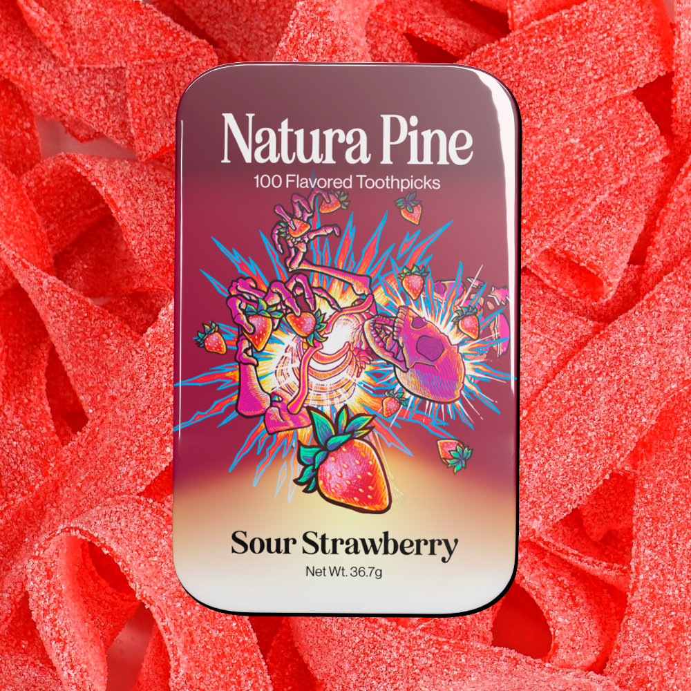 Sour Strawberry Flavored Toothpick Tin